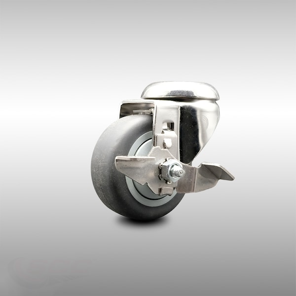 3 Inch 316SS Thermoplastic Rubber Wheel Swivel Bolt Hole Caster with Brake SCC